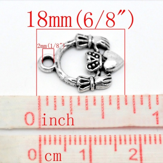 Image de 30 Pendentifs breloque Claddagh coeur dans les mains 18x14mm