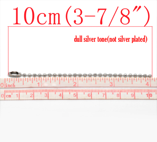 Image de 2.4mm Chaîne Maille Bille en Fer Chaîne de Porte-Clé pour Etiquette Argent Mat 10cm long, 100 PCs