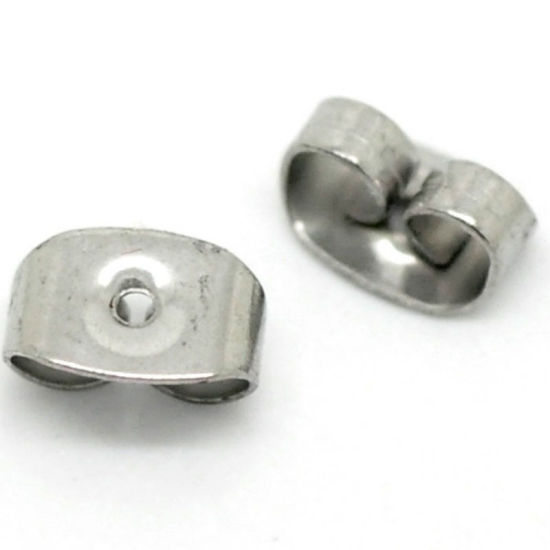 Imagen de Enchufe de oído 304 Acero Inoxidable de Mariposa Tono de Plata 6mm x 4mm, 2000 Unidades