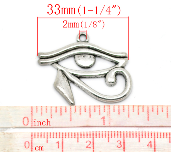 Bild von Zinklegierung Anhänger Horusauge Antiksilber 3.3cm x 26mm 20 Stück