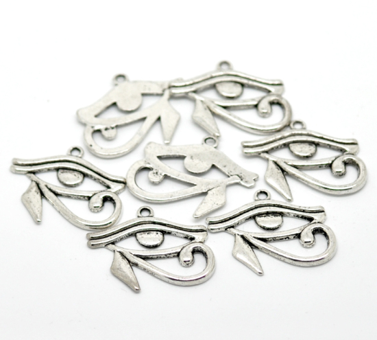 Bild von Zinklegierung Anhänger Horusauge Antiksilber 3.3cm x 26mm 20 Stück