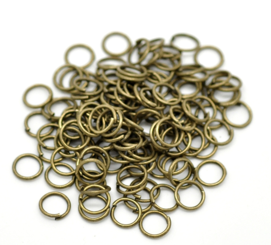 Picture of 0.8mm Iron Based Alloy Open Jump Rings Findings Round Antique Bronze 7mm Dia, 1000 PCs