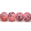 Picture of Glass Loose Beads Round Korea Pink Pattern About 6mm Dia, Hole: Approx 1mm, 80cm long, 2 Strands (Approx 125 PCs/Strand)
