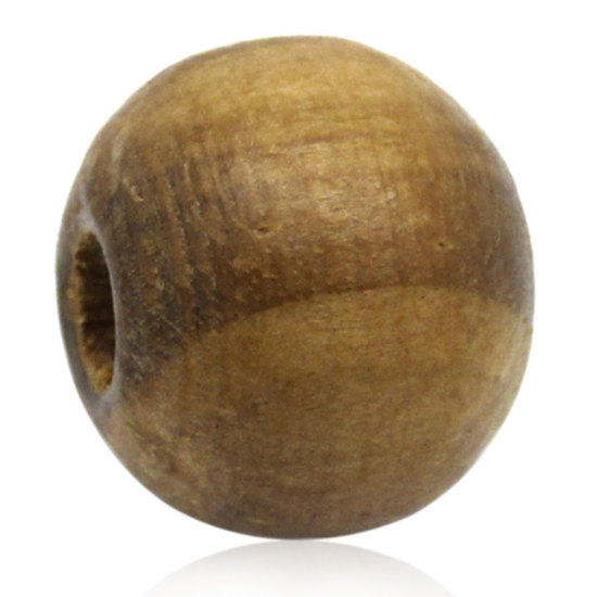 Picture of Wood Spacer Beads Ball Coffee Stripe 10mm Dia, Hole: Approx 3mm, 300 PCs