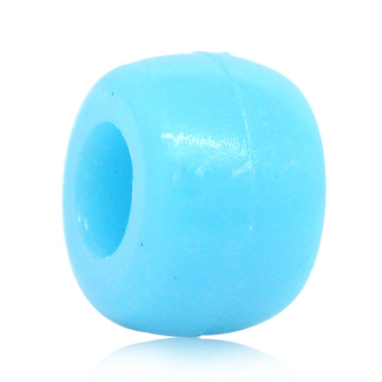 Bild von ABS Plastik Spacer Zwischenperlen Perlen Trommel Blau ca. 9mm x 6mm, Loch:ca. 4mm, 500 Stück