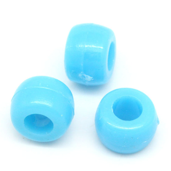 Image de Perles en Plastique Tambour Bleu 9mm x 6mm, Trou: env. 4mm, 500 Pcs