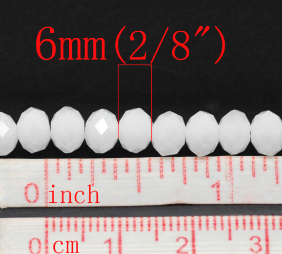 Bild von Weiß Kristall Glas Facettiert Rondell Perlen 6mmx5mm,45cm lang, 2 Stränge(2x98Stücke)