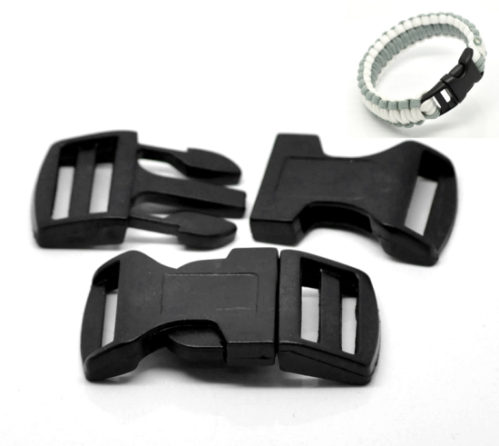 Изображение ABS Пластик Пряжки для Браслета Выживания Бесформенный Черный 7см x 3.2см, 10 Комплектов/уп