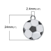 Picture of Zinc Based Alloy Sport Pendants Football Silver Tone Enamel 24mm x 19mm, 20 PCs