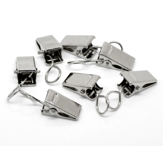 Picture of Iron Based Alloy Spring Clamp Clip Silver Tone 37mm x 15mm(1 4/8"x5/8"), 30 PCs 