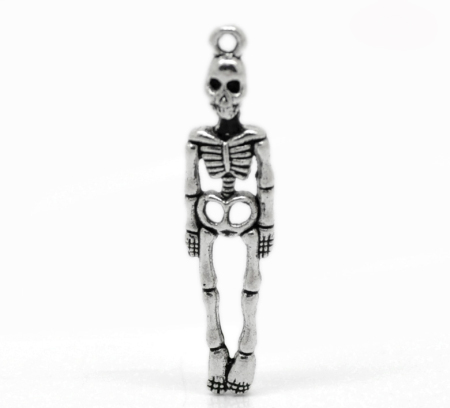 Imagen de Colgantes Aleación del Metal Del Zinc de Cráneo Plata Antigua Rhinestone 3.9cm x 9.0mm, 50 Unidades 