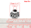 Picture of Zinc Metal Alloy European Style Large Hole Charm Beads Crown Antique Silver Star Carved Clear Rhinestone About 14mm x 10mm, Hole: Approx 4.5mm, 10 PCs