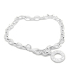 Picture of Copper Clip On Charms Bracelets Link Cable Chain Silver Plated Message "Love" Carved 21cm(8 2/8") long，4 PCs
