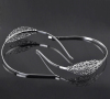 Picture of Iron Based Alloy Headband Hair Band Oval Silver Plated Flower Filigree 38cm x 0.47cm, 1 Piece
