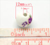 Picture of Ceramics Beads Round White Flower Pattern About 12mm Dia, Hole: Approx 2.5mm, 30 PCs