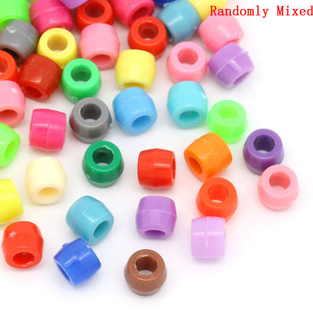 Acrylic Pony Beads Barrel At Random Mixed About 8mm x 6mm, Hole: Approx 3.8mm, 1000 PCs