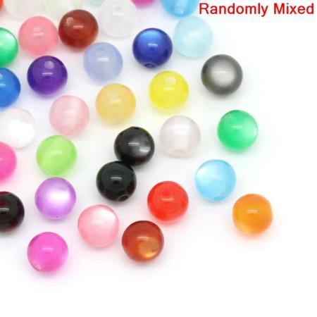 Resin Bubblegum Beads Ball At Random Mixed About 7.5mm Dia. - 8mm Dia., Hole: Approx 1.6mm, 200 PCs