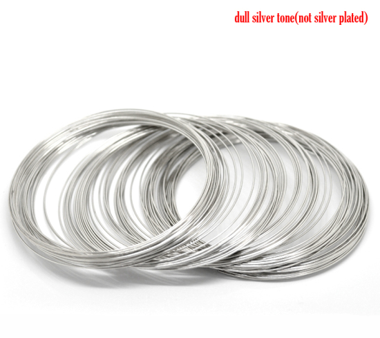 Picture of 100 Loops Silver Tone Memory Beading Wire 110mm-115mm(4 3/8"-4 4/8") Dia.