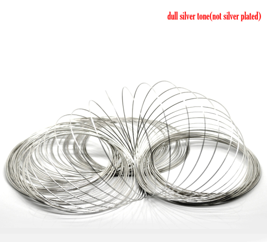 Picture of 100 Loops Silver Tone Memory Beading Wire 110mm-115mm(4 3/8"-4 4/8") Dia.