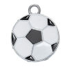 Imagen de 100 Unidades Zamak Deporte Colgantes Tono de Plata Negro & Blanco Fútbol Esmalte 24mm x 19mm