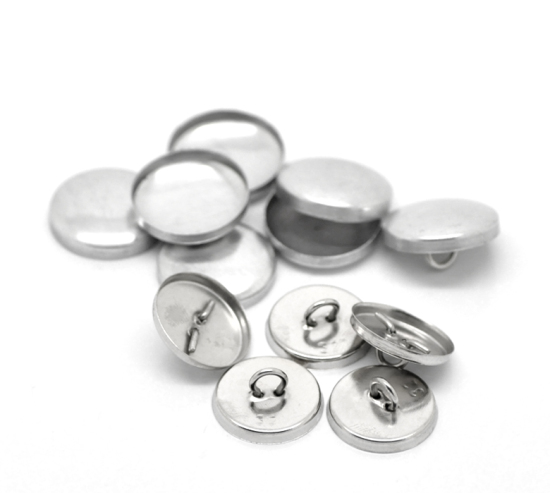 Image de Boutons à Recouvrir en Aluminium Rond Couleur Aluminium à Coudre 19x19mm 17x17mm, 100 Kits