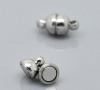 Picture of Magnetic Hematite Magnetic Clasps Half Ball Silver Tone 12mm x6mm - 11mm x5mm, 10 Sets