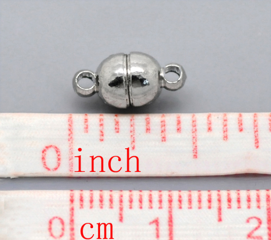Image de Fermoir Magnétique en Aimant Demi-Balle Argent Mat 12mm x 6mm - 11mm x 5mm, 10 Kits