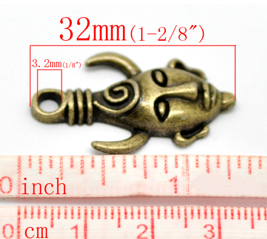 Immagine di Lega di Zinco Charm Ciondoli Testa Umana Tono del Bronzo Nulla Disegno 3.2cm x 19.0mm, 20 Pz