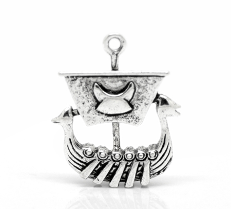 Bild von Antik Silber Piraten Schiff Piratenschiff Charm Anhänger 27mmx22mm. Verkauft eine Packung mit 10