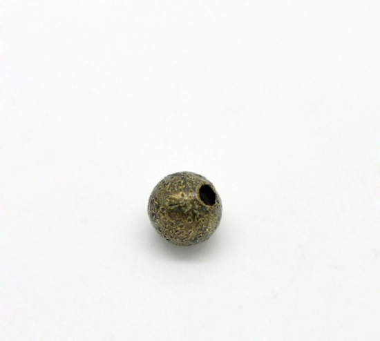 Bild von Messing Sternenstaub Spacer Perlen Rund Bronzefarbe Matt ca. 4mm D., Loch:ca. 1mm, 200 Stück                                                                                                                                                                  