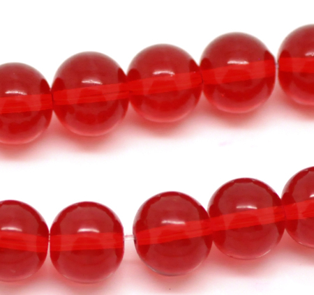 1 Strand Red Round Glass Loose Beads 8mm
