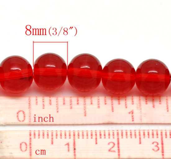 Picture of 1 Strand Red Round Glass Loose Beads 8mm