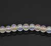 Picture of Glass Loose Beads Round White AB Color About 6mm Dia, Hole: Approx 1.4mm, 30cm long, 5 Strands (Approx 52 PCs/Strand)