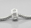 Picture of Zinc Metal Alloy European Style Large Hole Charm Beads Round Silver Plated Clear Rhinestone About 10mm Dia, Hole: Approx 4.7mm, 10 PCs