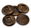 Picture of Natural Wood Sewing Buttons Scrapbooking 4 Holes Round Dark Coffee 3.5cm(1 3/8") Dia, 20 PCs