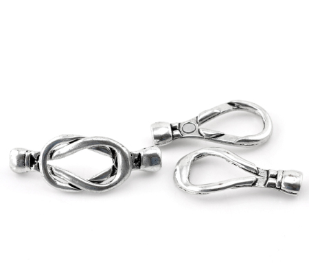 Image de Fermoir Magnétique en Alliage de Zinc Ovale Argent Vieilli 4.8cm x 1.8cm, 5 Kits