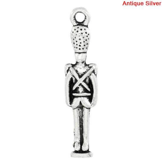 Picture of 30PCs Antique Silver Color Buckingham Palace Guard Charm Pendants 31x7mm(1 2/8"x2/8")
