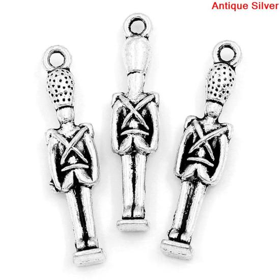 Picture of 30PCs Antique Silver Color Buckingham Palace Guard Charm Pendants 31x7mm(1 2/8"x2/8")