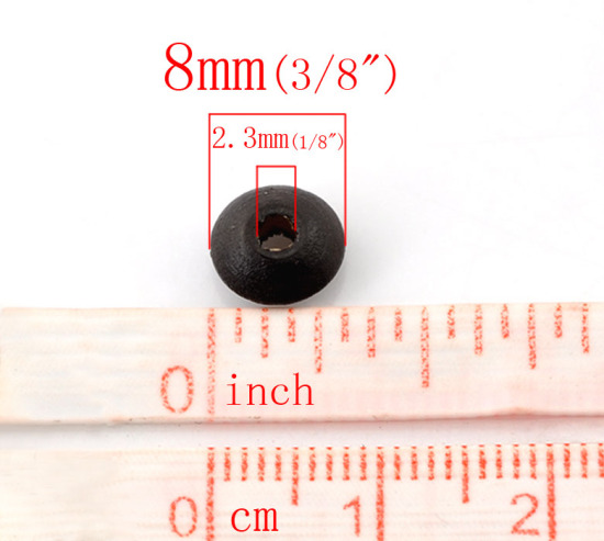 Image de Perles en Bois Plat - Rond Couleur au Hasard 8mm x 4mm, Tailles de Trous: 2.3mm, 1000 Pcs
