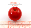 Picture of Wood Spacer Beads Round Red About 24mm Dia., Hole: Approx 4.5mm, 20 PCs