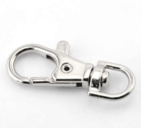 Zinc Based Alloy Keychain & Keyring Swivel Clasp Silver Tone 37mm x 17mm, 30 PCs