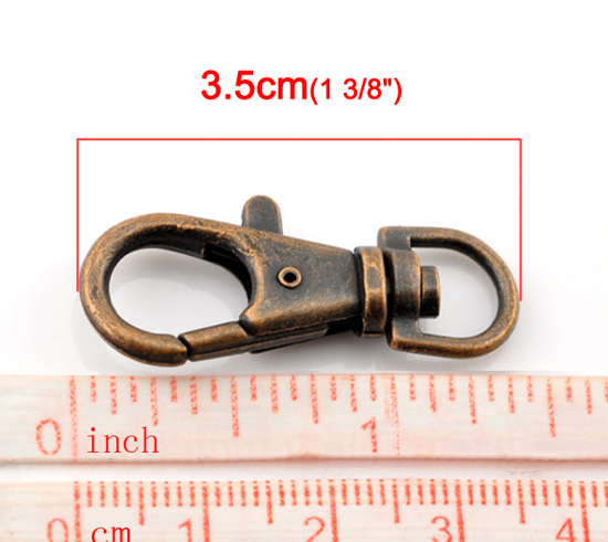 Picture of Zinc Based Alloy & Iron Based Alloy Keychain & Keyring Antique Copper Lobster Clasp 3.5cm x 1.6cm, 20 PCs
