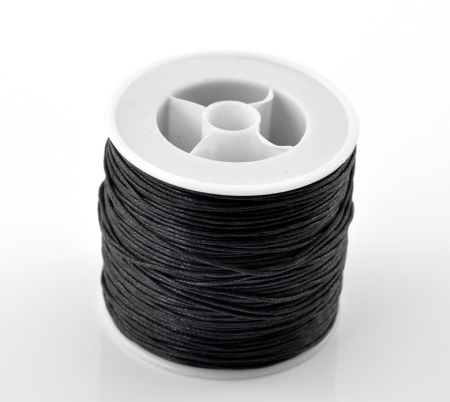 Image de Cordon en Coton Noir 1.1mm Dia. -0.7mm Dia., 1 Rouleau
