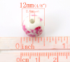 Изображение Бусина из Керамики 12мм с узором "Цветы" Круглая Фуксия, 2.6mm 30 шт/уп