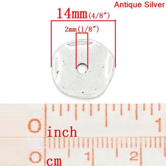 Picture of Zinc Based Alloy Wavy Spacer Beads Disc Antique Silver Color About 14mm x 13mm, Hole:Approx 2mm, 8 PCs