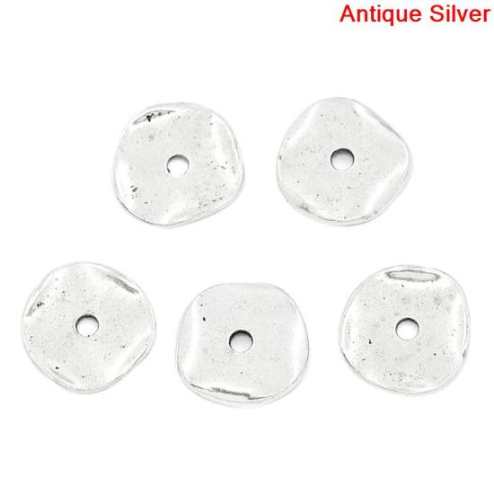 Picture of Zinc Based Alloy Wavy Spacer Beads Disc Antique Silver Color About 14mm x 13mm, Hole:Approx 2mm, 8 PCs