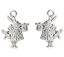 Picture of Zinc Based Alloy Easter Charms Double Sided White Rabbit Animal Silver Tone 19mm x14mm(6/8"x 4/8"), 50 PCs