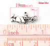 Picture of Zinc Based Alloy Charms Antique Silver Color Bear Animal Flower 19mm x 9mm, 15 PCs
