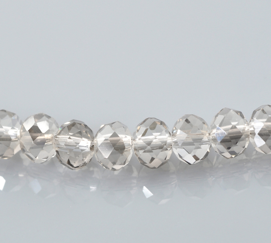 Picture of Crystal Glass Loose Beads Round French Gray Transparent Faceted About 6mm Dia, Hole: Approx 1mm, 44.3cm long, 2 Strands (Approx 100 PCs/Strand)