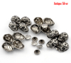 Picture of Zin Based Alloy Spike Rivet Studs Four Halloween Skull Antique Silver Color 34x33mm(1 3/8"x1 2/8") 8x3.5mm(3/8"x1/8"), 10 Sets